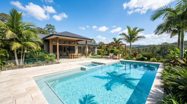 A crystal-clear swimming pool in South East Queensland after successful leak repair.